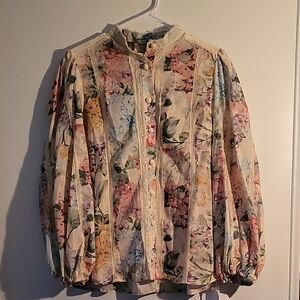 Miss Rosier Long sleeve Floral Button-Up Blouse size M